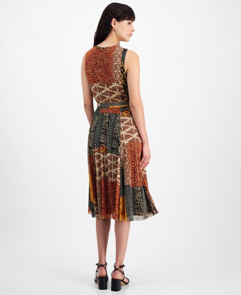 Petite Patchwork-Print Jersey Midi Dress