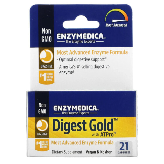 Enzymedica, Digest Gold с ATPro, добавка с пищеварительными ферментами, 21 капсула