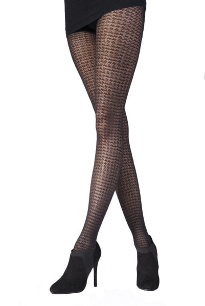 Pretty Polly Women's Dogtooth Tight One Size Black - PNAUY7