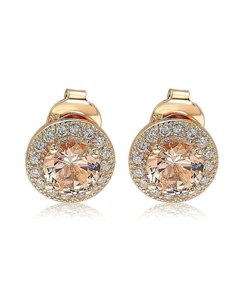 Suzy Levian Sterling Silver Cubic Zirconia Round Halo Stud Earrings