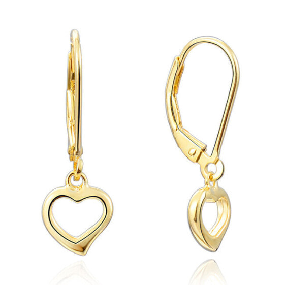 Gold plated silver earrings with hearts AGUC1960-GOLD