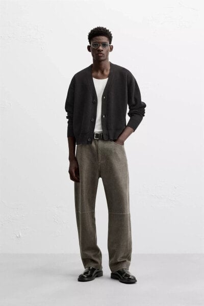 FADE-EFFECT LEATHER TROUSERS