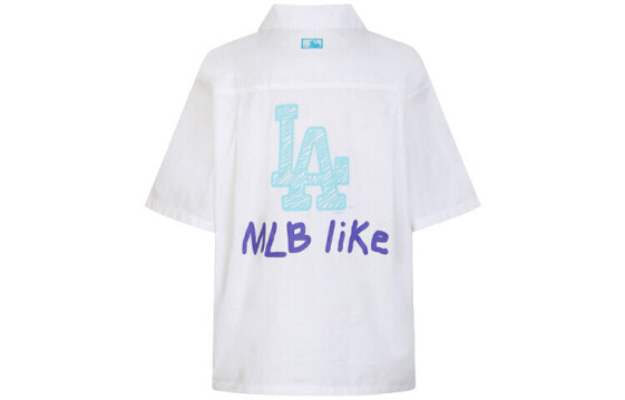 MLB 洛杉矶道奇队 胸前口袋印花短袖衬衫 男女同款 白色 送礼推荐 / Футболка MLB 31WS04031-07W