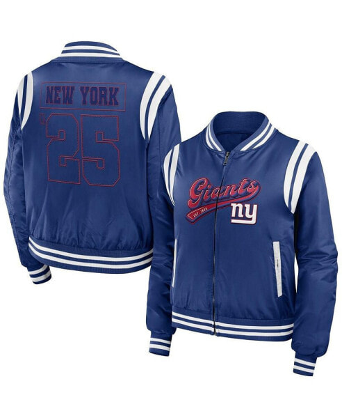 Women's Royal New York Giants Bomber Full-Zip Jacket