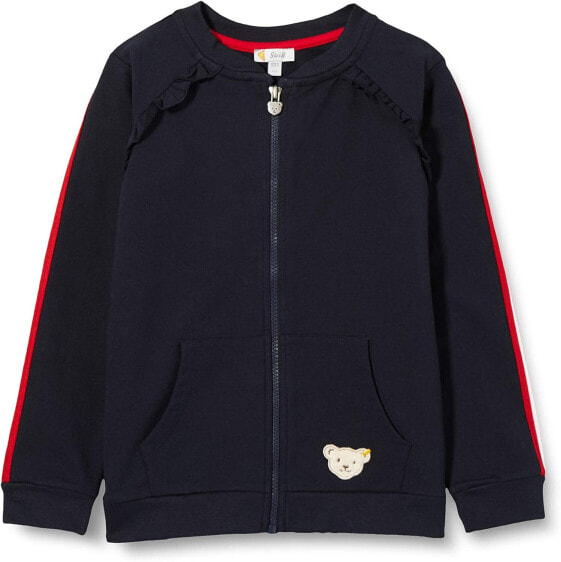 Steiff Girls' sweat jacket with cute teddy bear appliqué