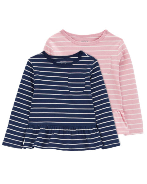 Toddler 2-Pack Striped Peplum Tops 4T