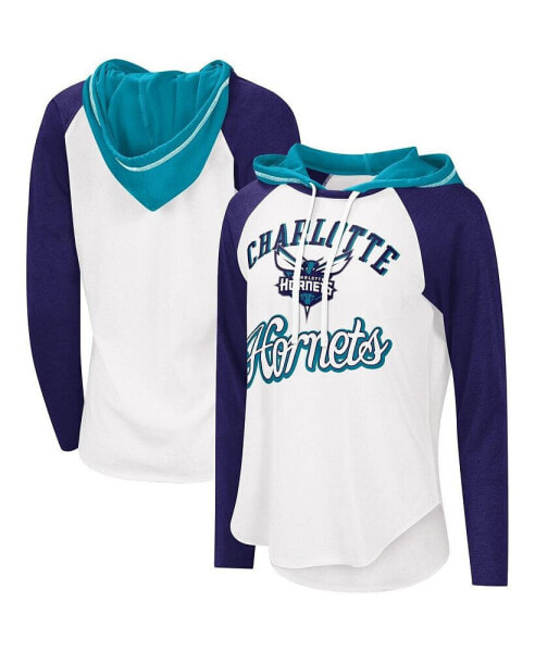 Women's White Charlotte Hornets MVP Raglan Hoodie Long Sleeve T-shirt