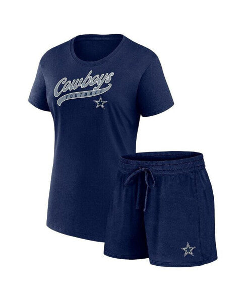 Women's Navy Dallas Cowboys Start to Finish T-Shirt Shorts Combo Pack
