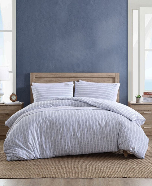 Beaux Stripe Cotton Reversible Duvet Cover, Full/Queen