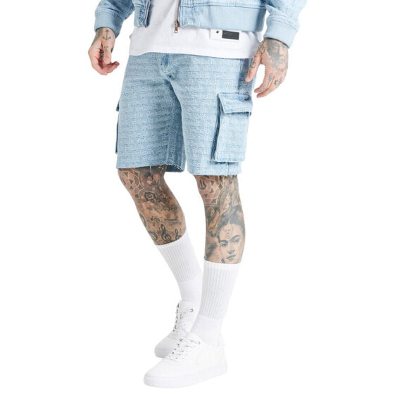 SIKSILK Jacquard Cargo denim shorts