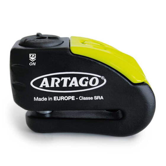 Замок на диск ARTAGO 30x10 с сигнализацией и предупреждением черный/желтый