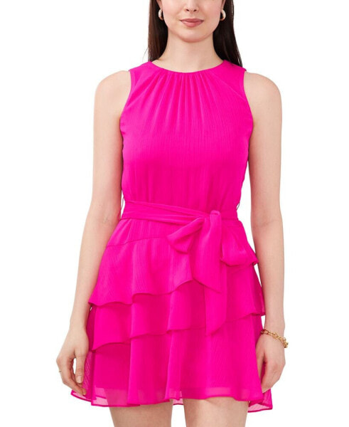 Petite Sleeveless Ruffled Fit & Flare Dress