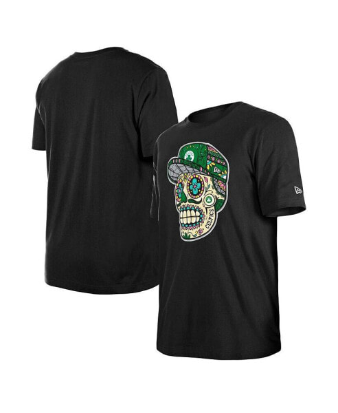 Men's and Women's Black Boston Celtics Sugar Skull T-Shirt