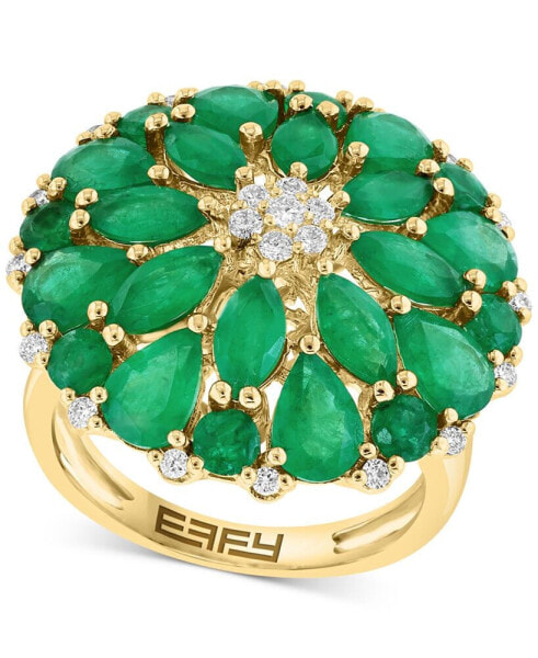 EFFY® Emerald (6-1/4 ct. t.w.) & Diamond (1/4 ct. t.w.) Flower Statement Ring in 14k Gold