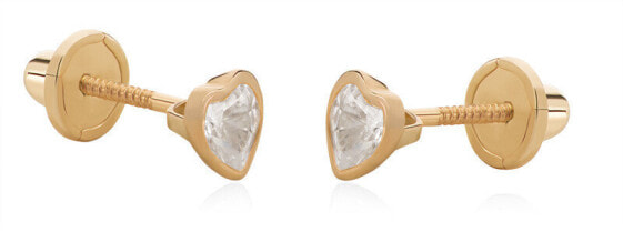 Sparkling yellow gold earrings Hearts 14/121.290/17ZIR