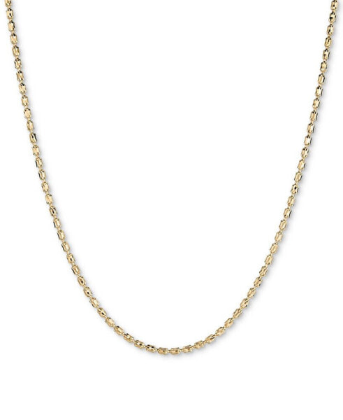 Italian Gold textured Barrel Link 18" Chain Necklace in 14k Gold