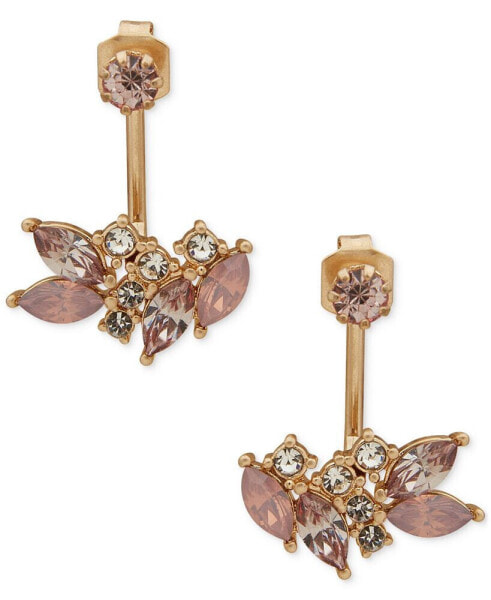 Gold-Tone Crystal & Crackled Stone Floater Earrings