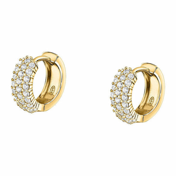 Charming gold-plated hoop earrings with zircons Tesori SAIW145