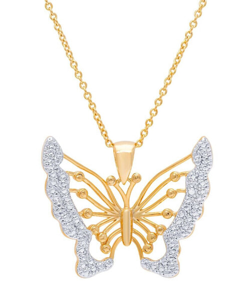 Macy's diamond Accent Butterfly Pendant 18" Necklace in Gold Plate