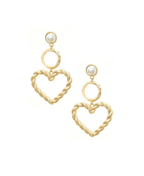Gold Plateden Twist Pearl Earrings