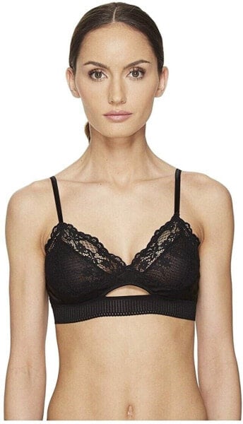 Else 168883 Womens Lily Silk and Lace Triangle Soft Bra Black Size X-Small