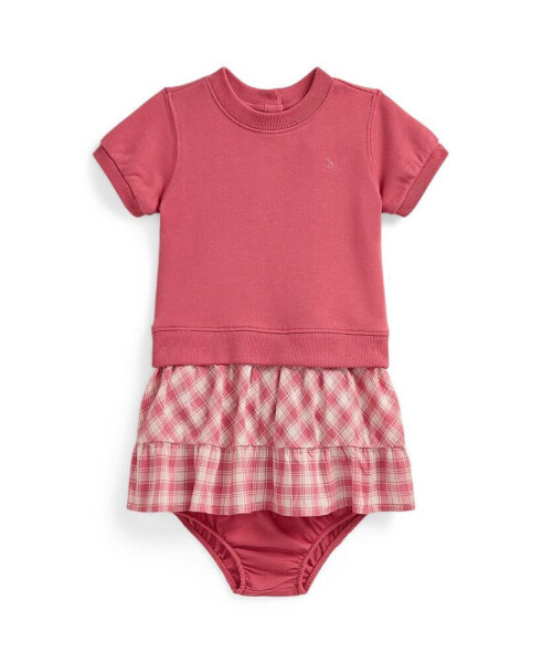 Baby Girls Gingham Terry Sweatshirt Dress