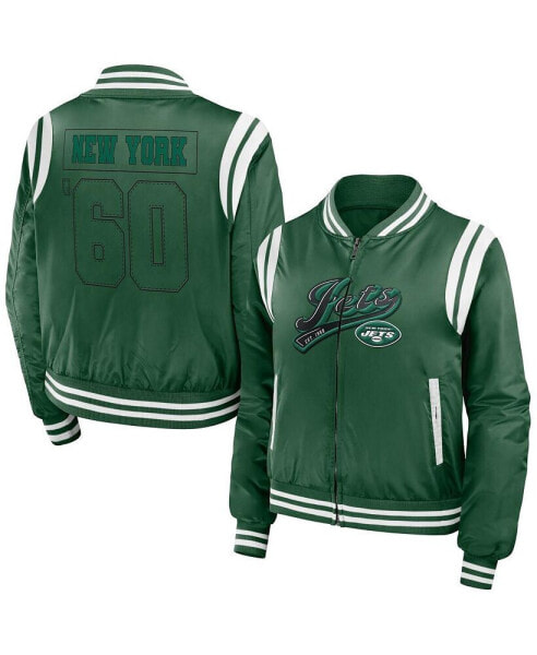 Women's Green New York Jets Bomber Full-Zip Jacket