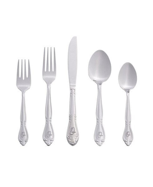 Riverridge Rose 46 Piece Monogrammed Flatware Set - Q, Service for 8