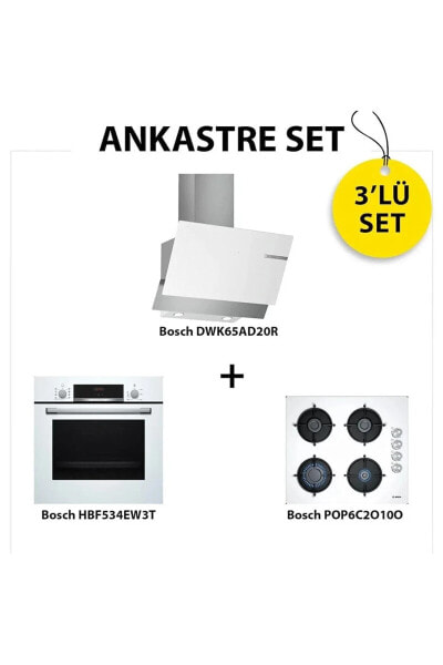 ANKASTRE SET (HBF534EW3T - POP6C2O10O - DWK65AD20R) 3D FRY ÖZELLİKLİ FIRIN- 60 CM OCAK