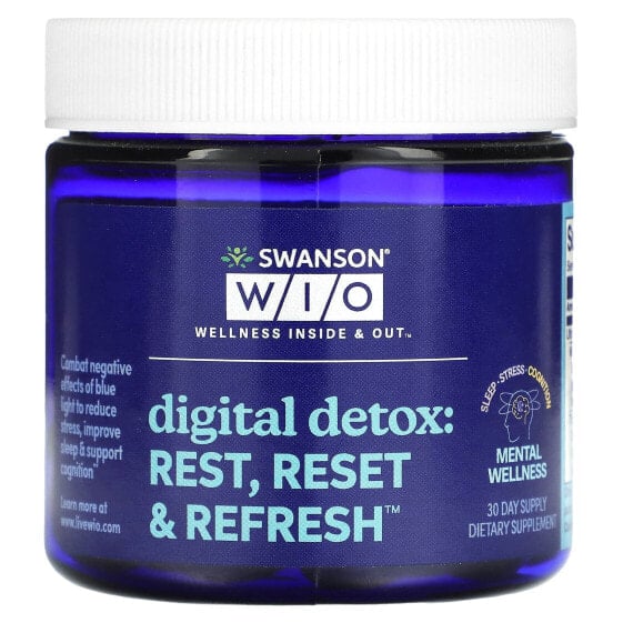 Улучшение памяти и работы мозга Swanson WIO Digital Detox: Отдых, сброс и освежение, 30 капсул