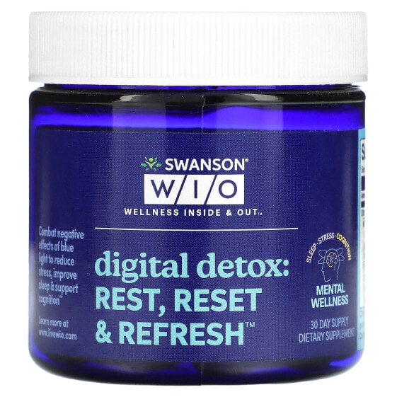 Улучшение памяти и работы мозга Swanson WIO Digital Detox: Отдых, сброс и освежение, 30 капсул