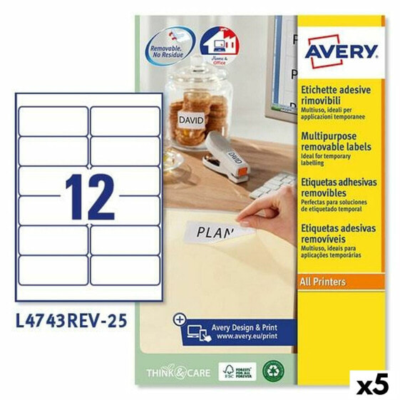 Этикетки для принтера Avery L4743REV Белый 25 Листья 99,1 x 42,3 mm (5 штук)
