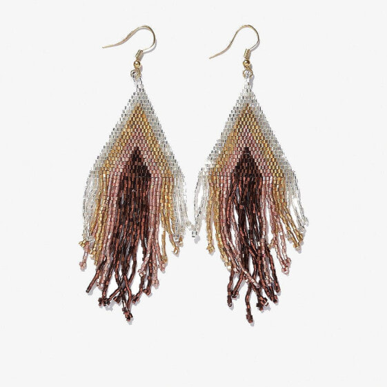 Haley stacked triangle beaded fringe earrings mixed metallic