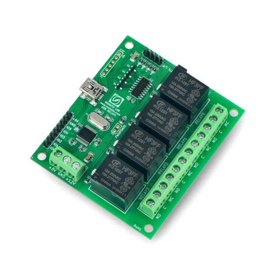 Умный дом Numato Lab - Модуль реле на 4 канала 12V 7A/250VAC + 6GPIO - USB