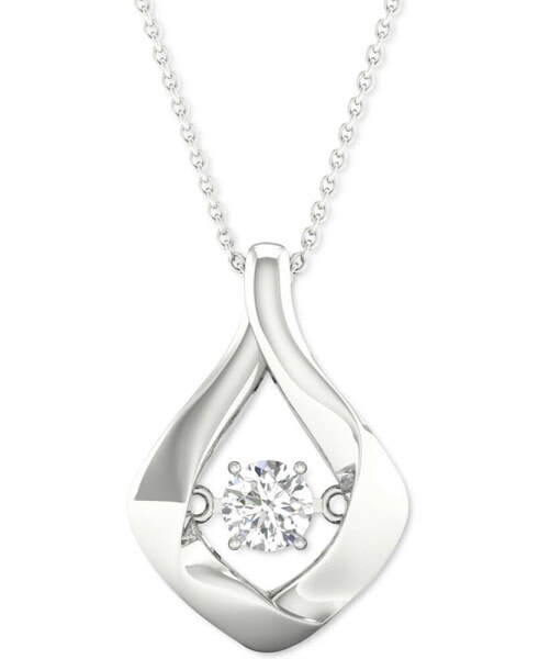 Diamond Framed Solitaire 18" Pendant Necklace (1/5 ct. t.w.) in 10k White Gold