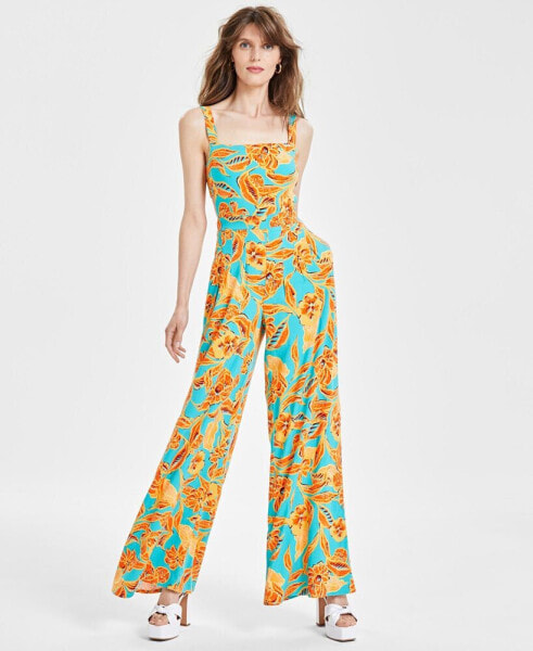 Women's Floral-Print Cutout Jumpsuit, Created for Macy's