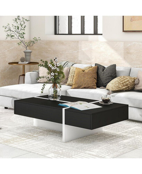Contemporary Rectangle Design Living Room Furniture, Modern High Gloss Surface Cocktail Table