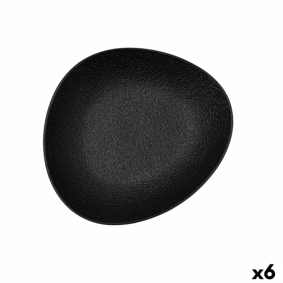 Deep Plate Bidasoa Fosil Black Ceramic Oval 22 x 19,6 x 4,5 cm (6 Units)