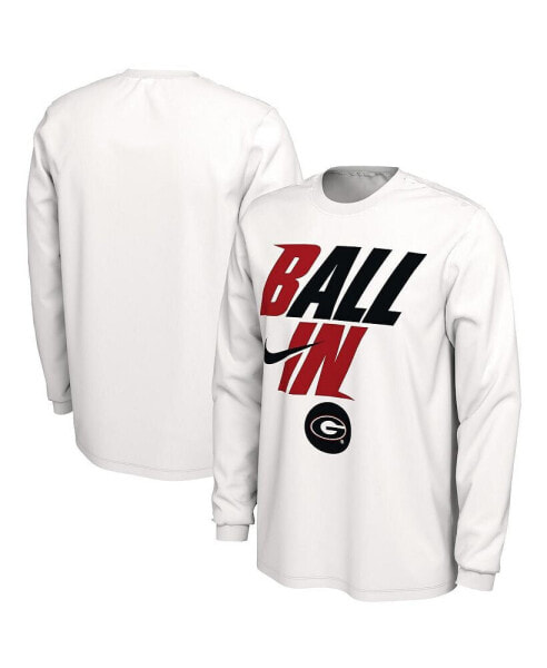 Men's White Georgia Bulldogs Ball In Bench Long Sleeve T-shirt