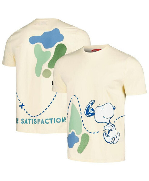 Men's and Women's Cream Peanuts Snoopy Map T-shirt