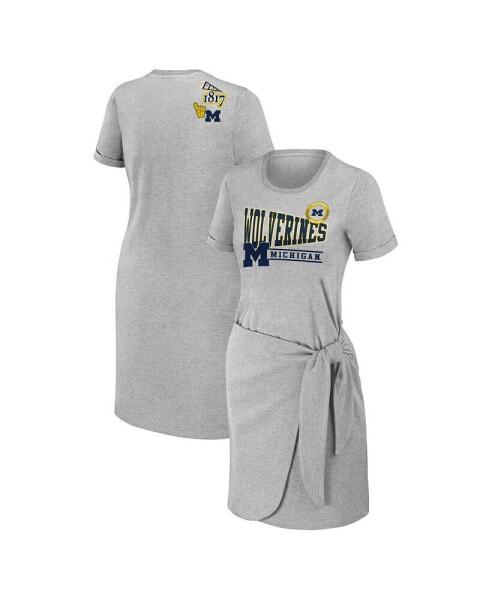 Women's Heather Gray Michigan Wolverines Knotted T-shirt Dress