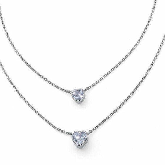 Колье Crystalp Double Silver Heart with Crystals.