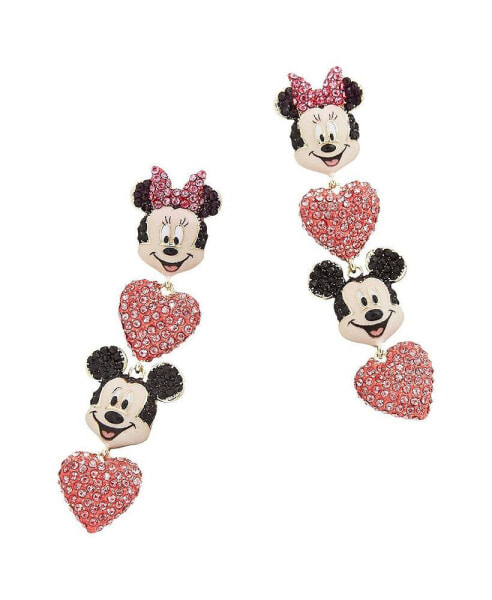 Women's Mickey & Minnie Heart Drop Earrings