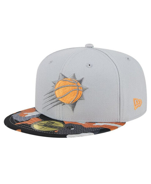 Бейсболка с козырьком New Era серая с активным цветным камуфляжем "Phoenix Suns" 59FIFTY