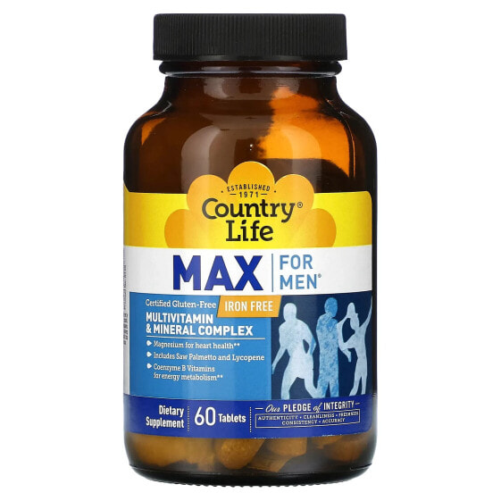 Витаминно-минеральный комплекс без железа Country Life Max for Men, 60 таблеток