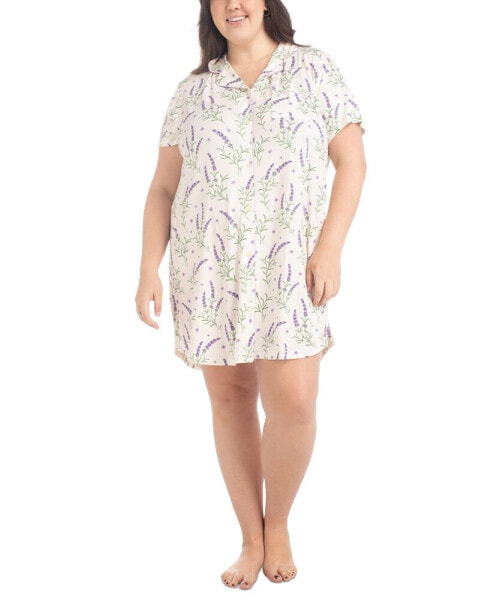 Plus Size Garden Grove Printed Short-Sleeve Sleepshirt