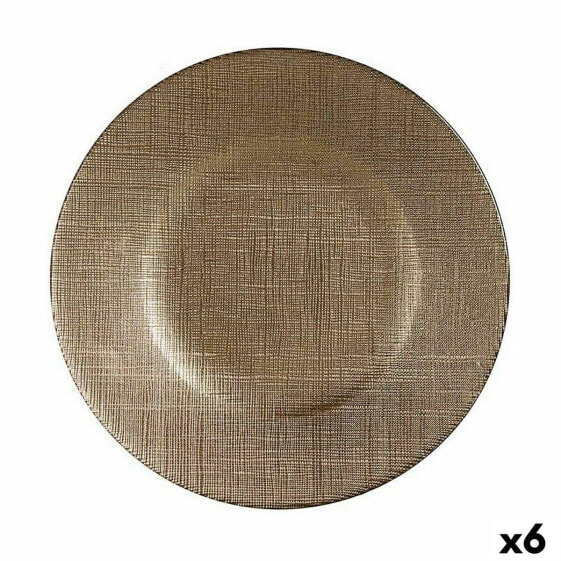 Плоская тарелка Позолоченный Cтекло 6 штук (21 x 2 x 21 cm)