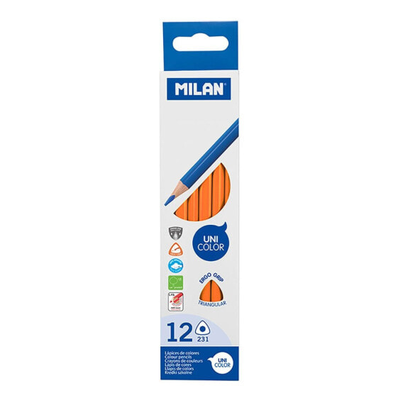 MILAN Box 12 Triangular Orange Pencils