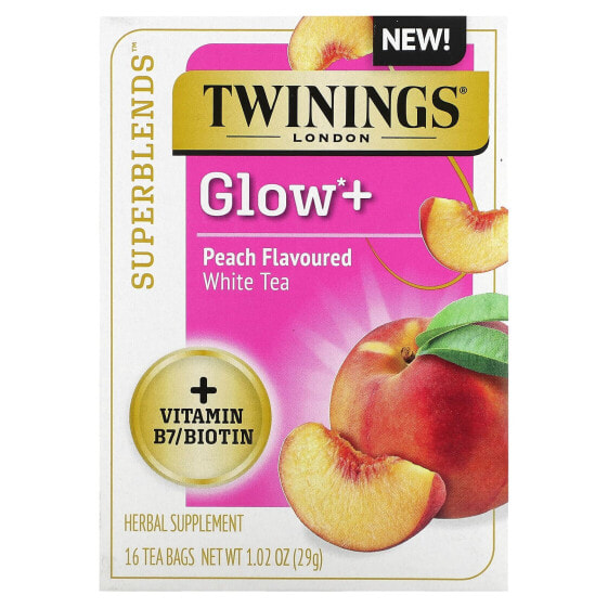 Чай травяной Twinings Superblends Glow+ White Tea Peach, 16 пакетиков, 29 г
