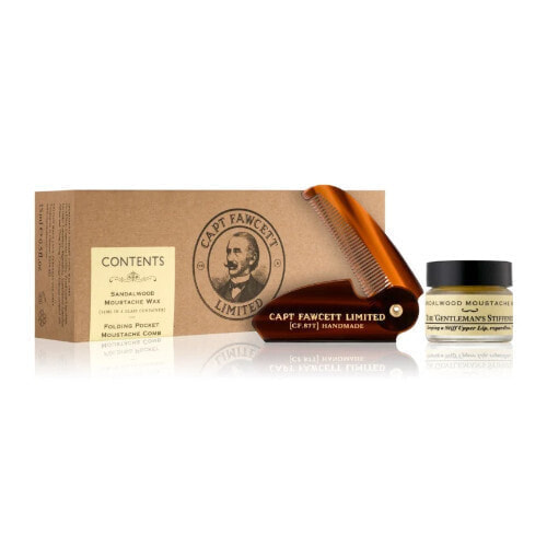 Gift set of wax and folding mustache for Sandalwood